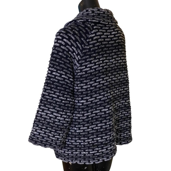 JM Collection Black Gray Cotton Blend Short Coat Size Medium - Picture 4 of 7